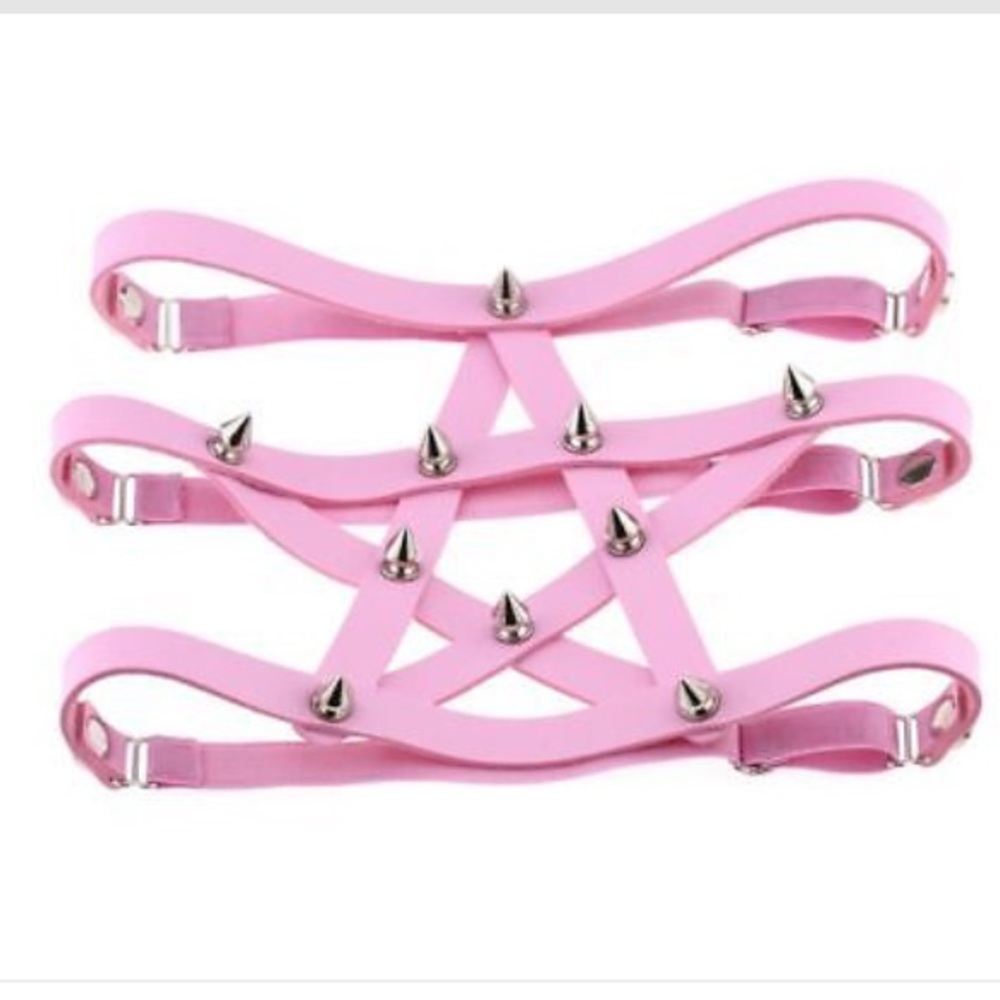 NWT Faux Leather Pentagram Spike Leg Garter